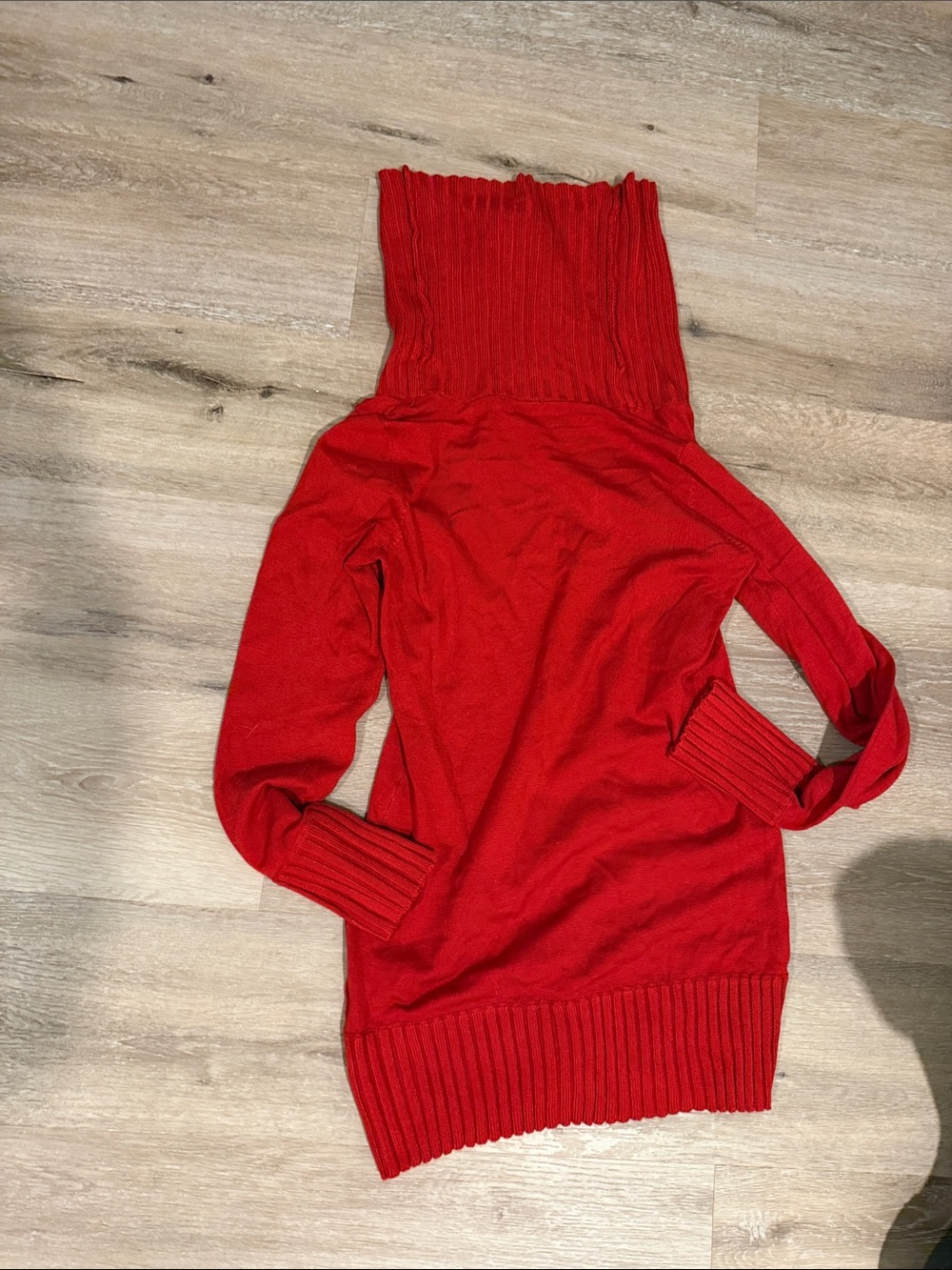 The Limited Red Ribbed Cowl-Neck Sweater